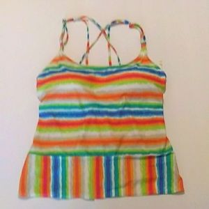 Kim Rogers Women's Striped Swim Tank Top SZ L ( Large) Racer Spaghetti Straps